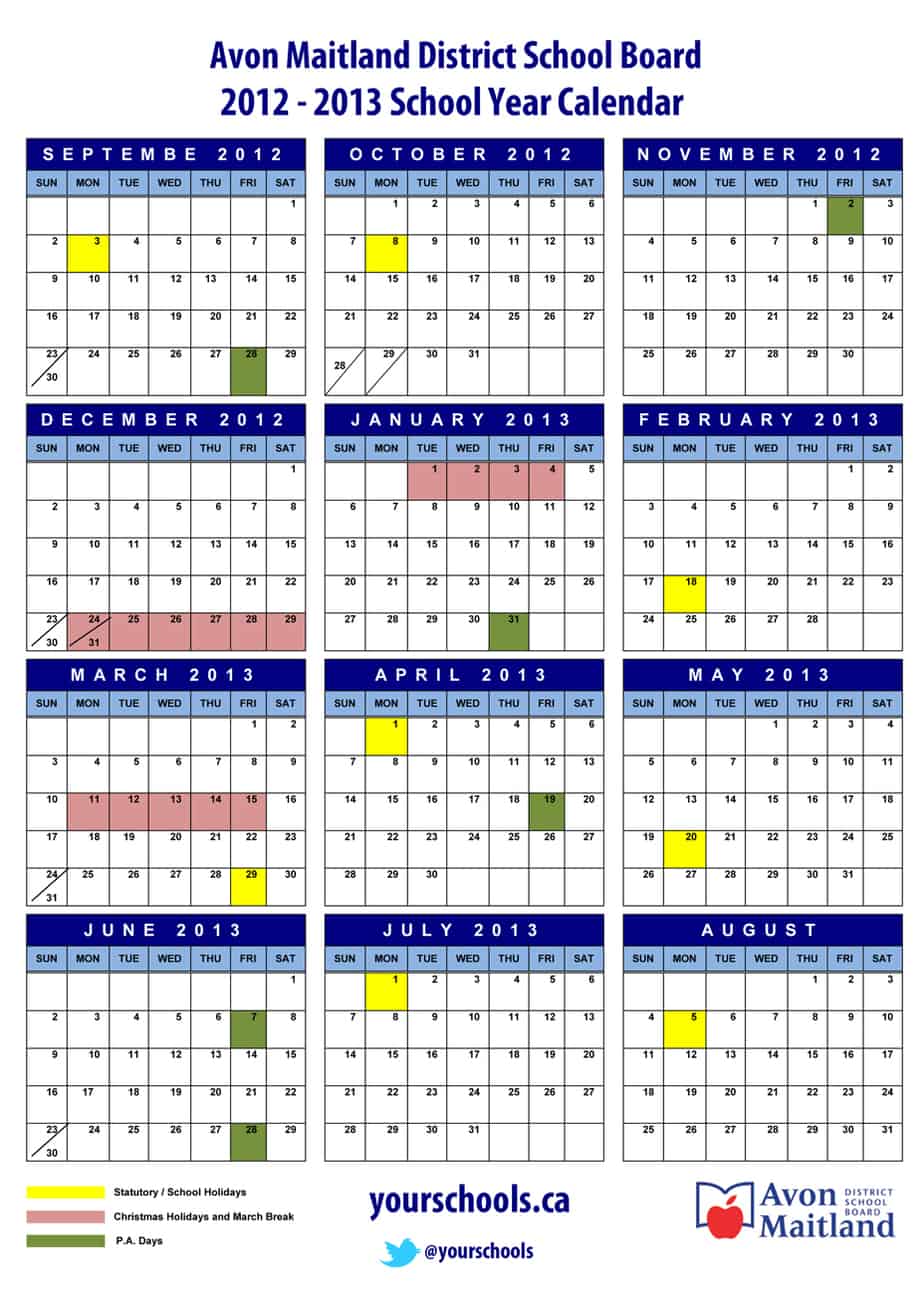 School Year Calendar 2012-13 - Avon Maitland District School Board