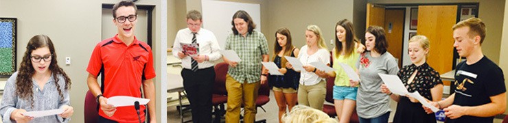 Student Senators and Trustees swearing the oath